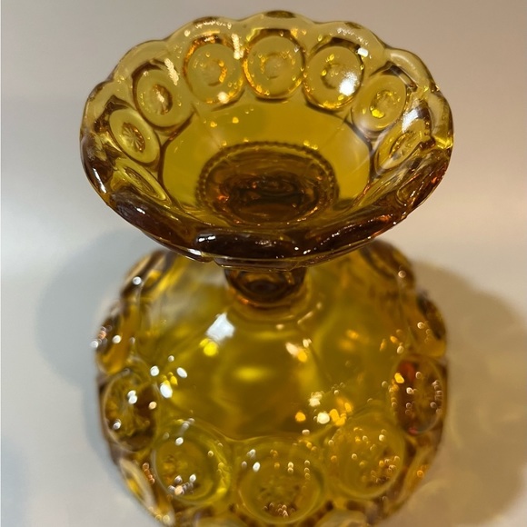 LE Smith Amber Glass Compote Scalloped Edge Moon and Starsβ - Picture 3 of 3